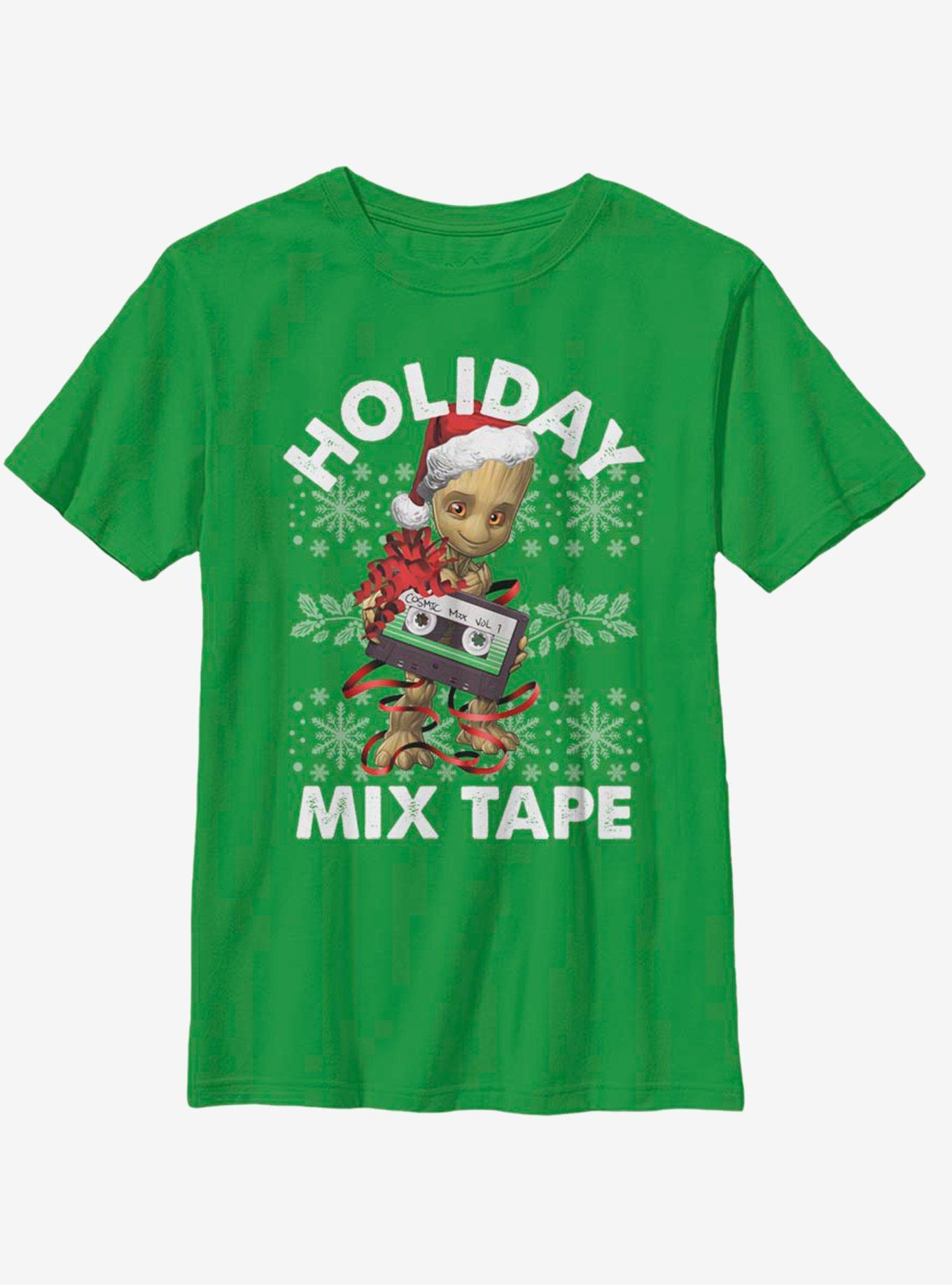 Marvel Guardians Of The Galaxy Groot Mix Tape Christmas Youth T-Shirt, , hi-res
