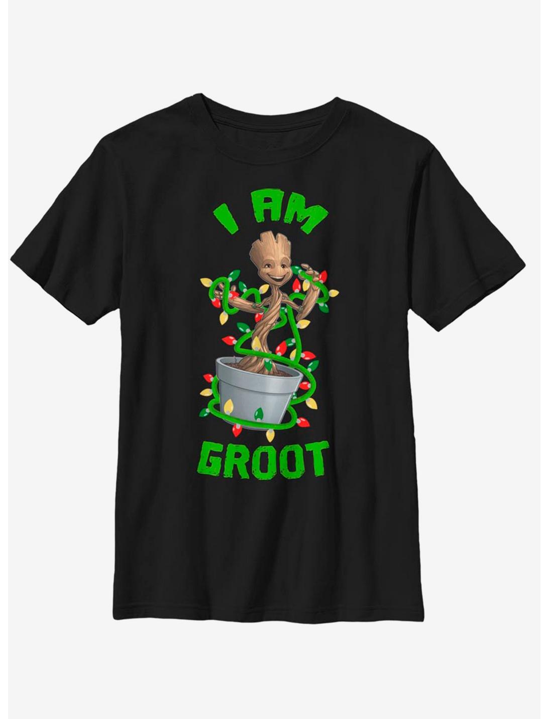 Marvel Guardians Of The Galaxy Holiday Groot Youth T-Shirt, BLACK, hi-res