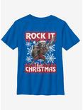 Marvel Guardians Of The Galaxy Rocket Christmas Youth T-Shirt, ROYAL, hi-res