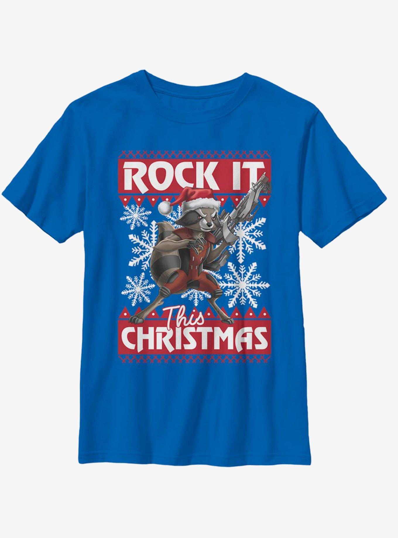 Marvel Guardians Of The Galaxy Rocket Christmas Youth T-Shirt, , hi-res