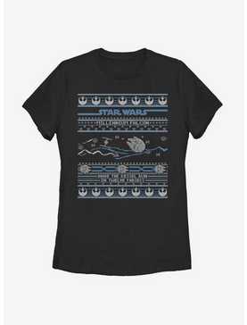 Star Wars Falcon Attack Christmas Pattern Womens T-Shirt, , hi-res