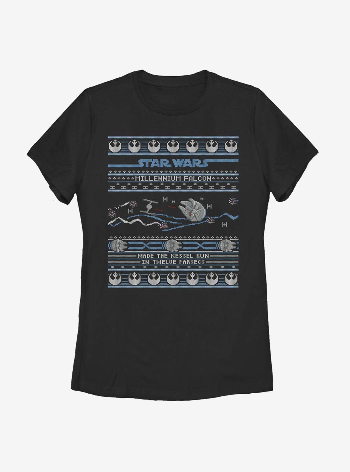 Star Wars Falcon Attack Christmas Pattern Womens T-Shirt, , hi-res