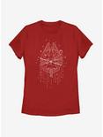 Star Wars Falcon Christmas Line Art Womens T-Shirt, RED, hi-res