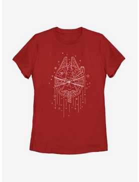 Star Wars Falcon Christmas Line Art Womens T-Shirt, , hi-res