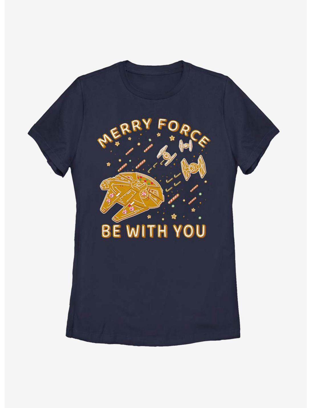 Star Wars Gingerbread Falcon Womens T-Shirt, NAVY, hi-res