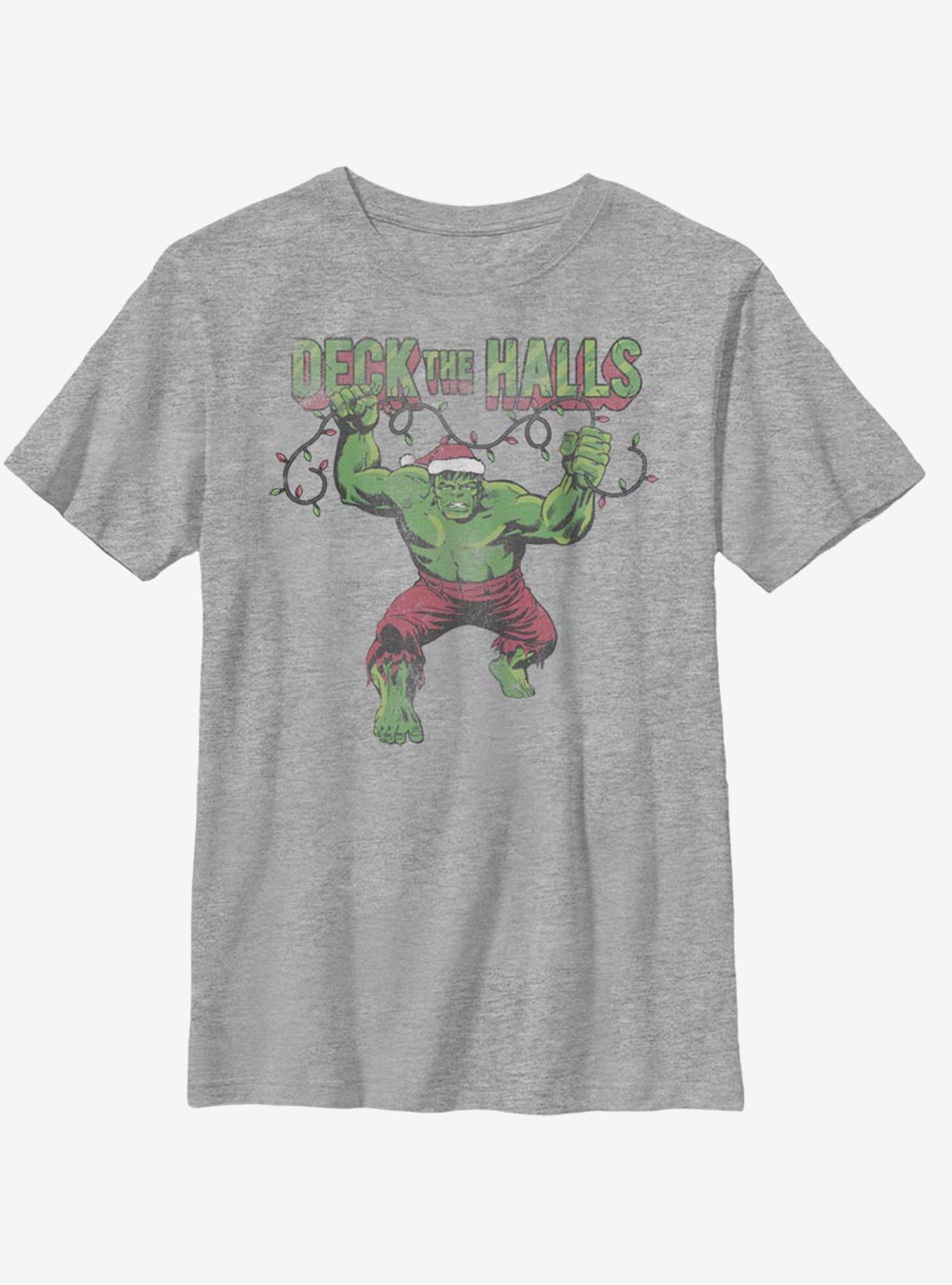 Marvel Hulk Deck The Halls Youth T-Shirt, ATH HTR, hi-res
