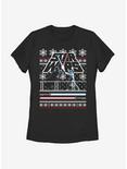 Star Wars Holiday Face Off Christmas Pattern Womens T-Shirt, BLACK, hi-res