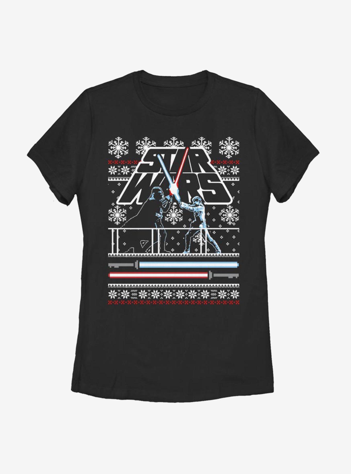Star Wars Holiday Face Off Christmas Pattern Womens T-Shirt, , hi-res