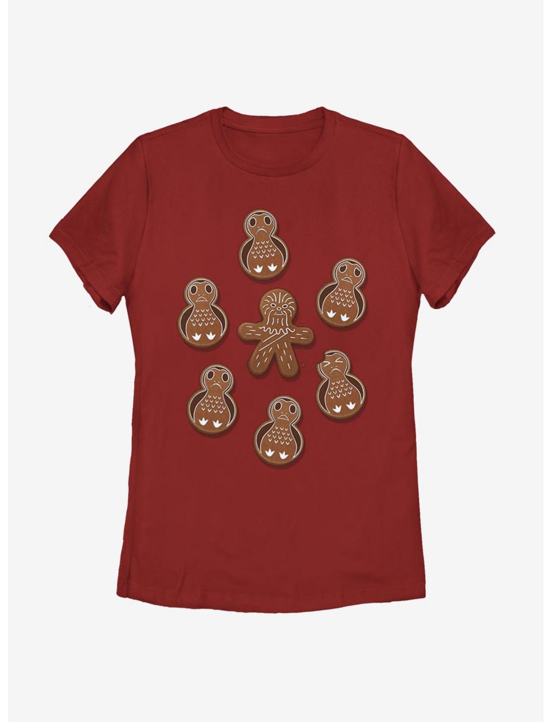 Star Wars Porg Chewie Holiday Cookies Womens T-Shirt, RED, hi-res