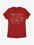Star Wars Villain Holiday Lineart Womens T-Shirt, RED, hi-res