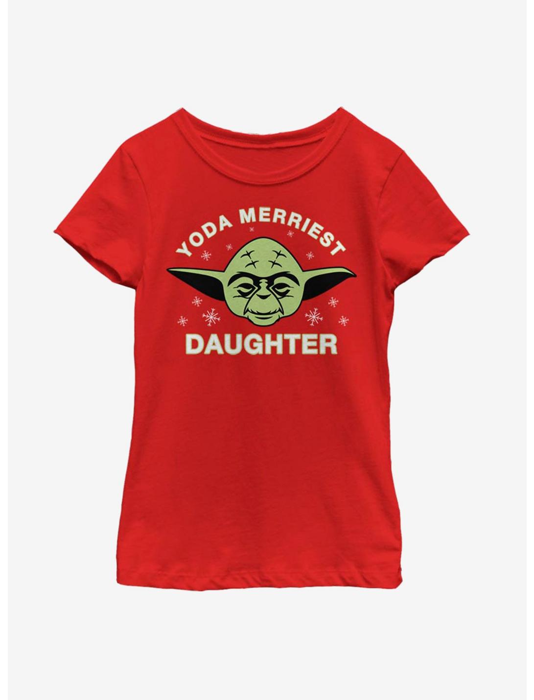 Star Wars Yoda Merriest Daughter Youth Girls T-Shirt, RED, hi-res