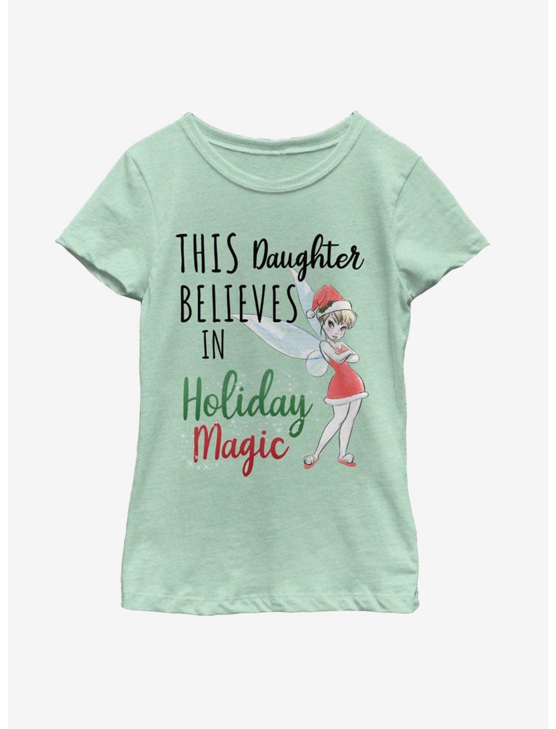 Disney Tinker Bell Believes In Holiday Magic Daughter Youth Girls T-Shirt, MINT, hi-res