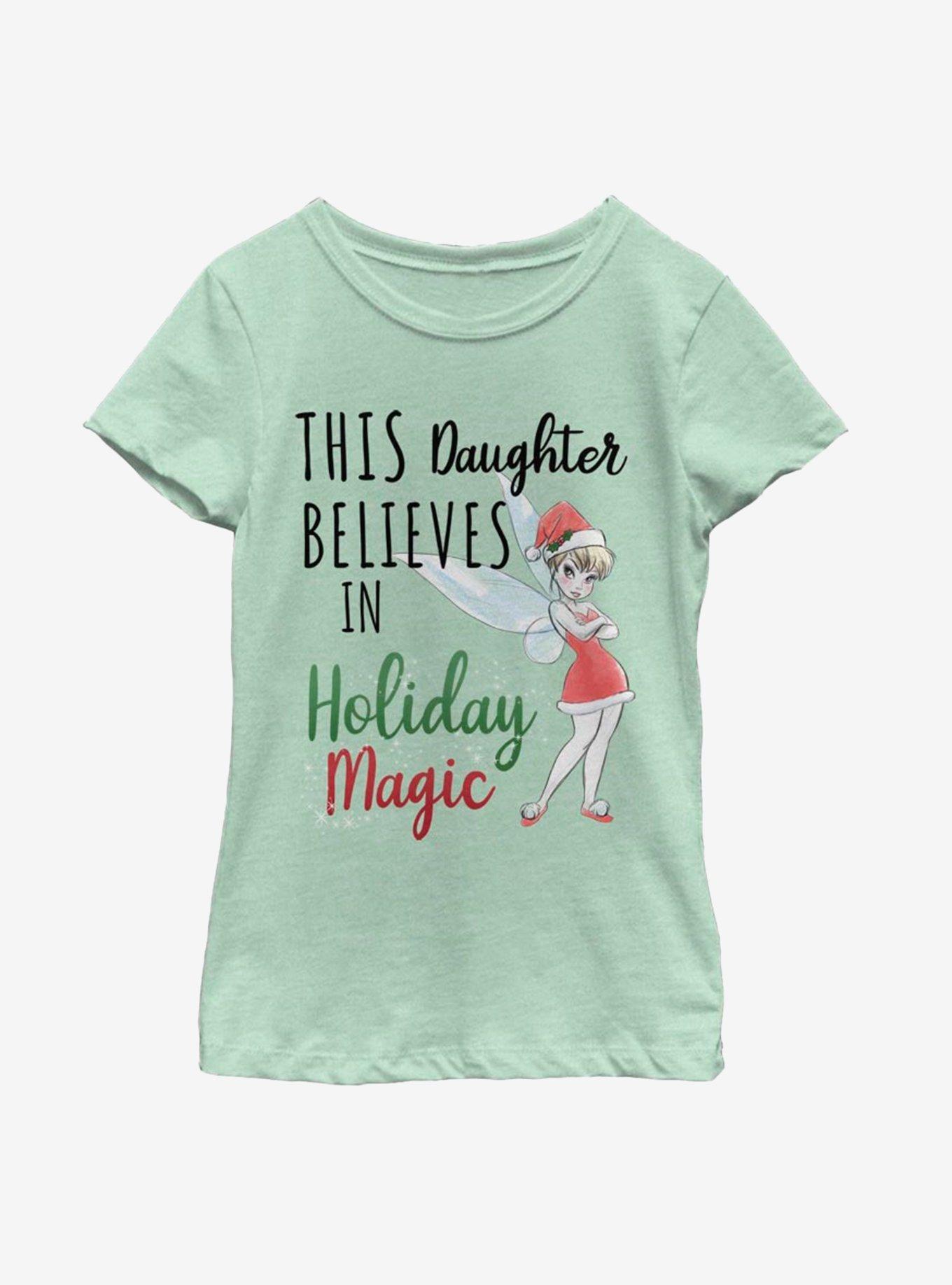 Disney Tinker Bell Believes In Holiday Magic Daughter Youth Girls T-Shirt, MINT, hi-res