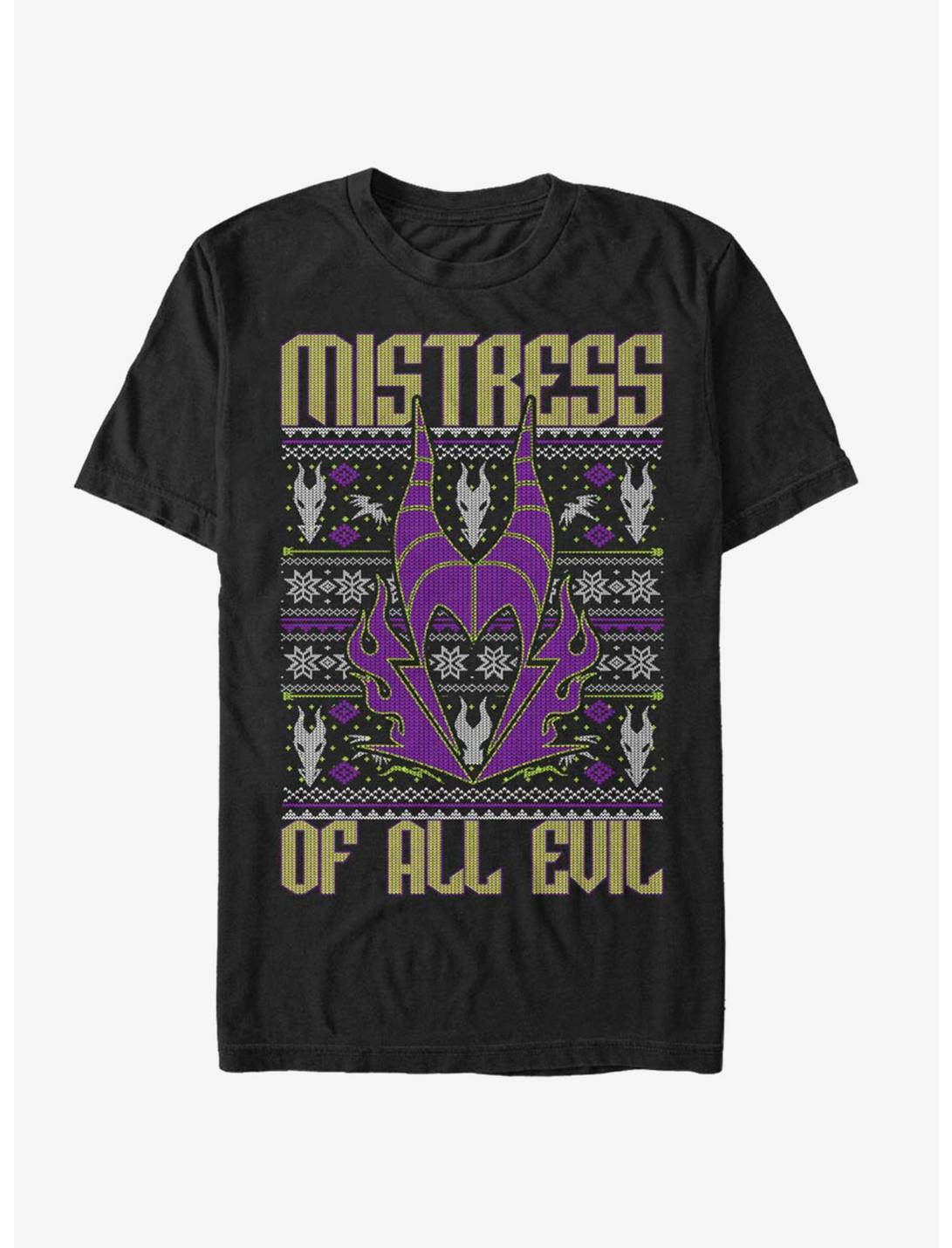 Disney Maleficent Mistress Of All Evil Christmas Pattern T-Shirt, BLACK, hi-res