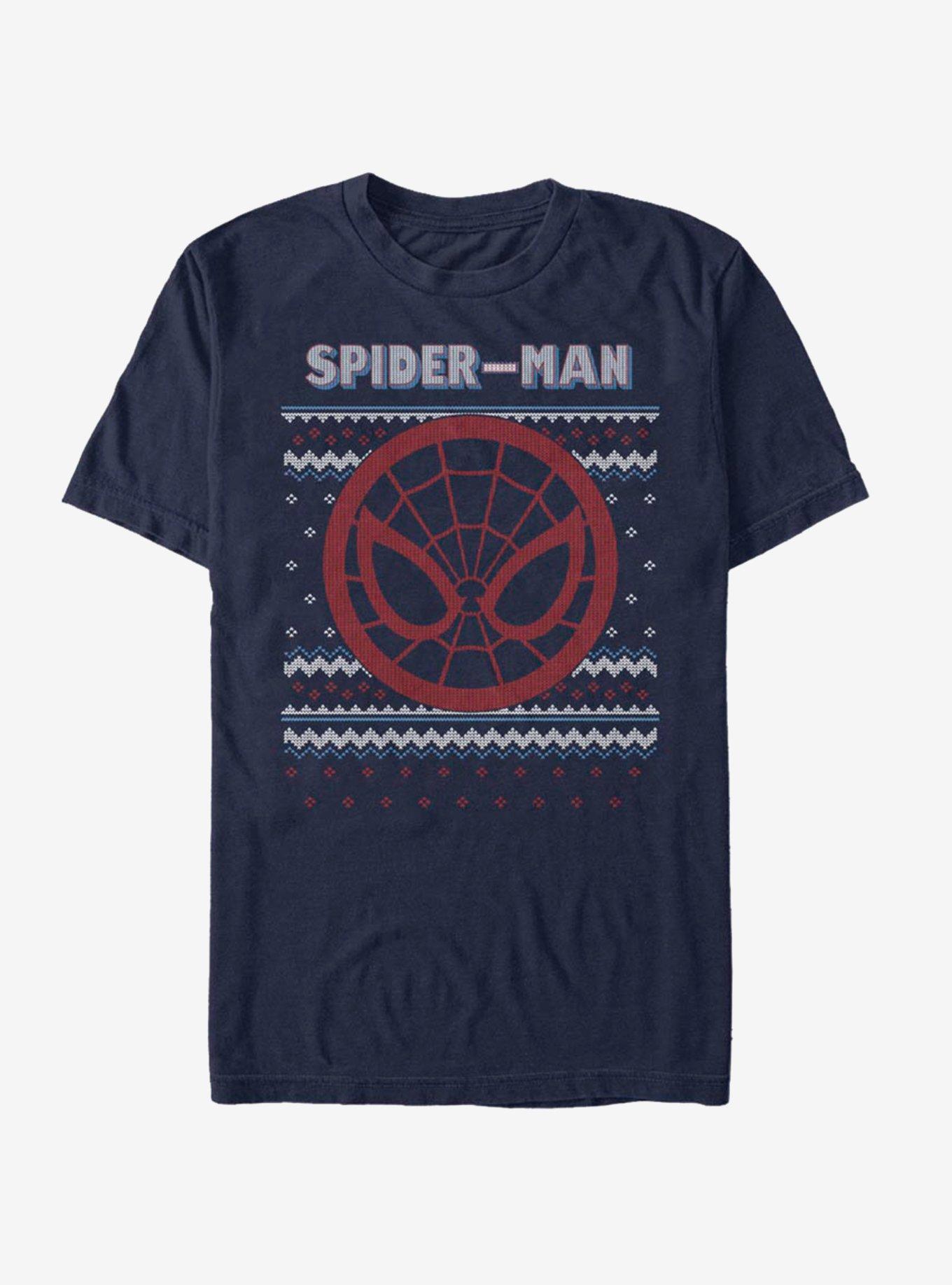Marvel Spider-Man Spidey Christmas Pattern T-Shirt, NAVY, hi-res