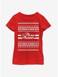 Disney Pixar Toy Story Pizza Planet Christmas Pattern Youth Girls T-Shirt, RED, hi-res
