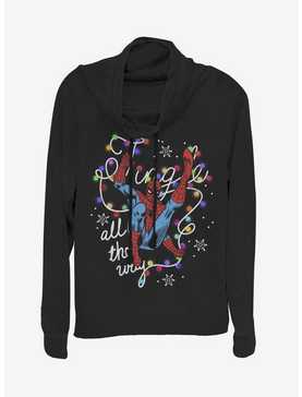 Marvel Spider-Man Jingle All The Way Cowlneck Long-Sleeve Womens Top, , hi-res