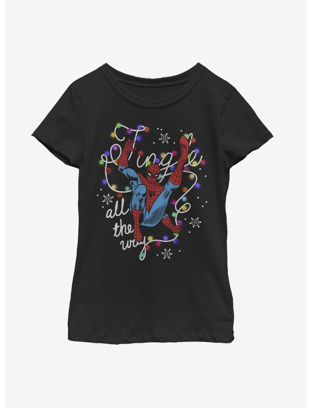 Marvel Spider-Man Jingle All The Way Youth Girls T-Shirt, BLACK, hi-res
