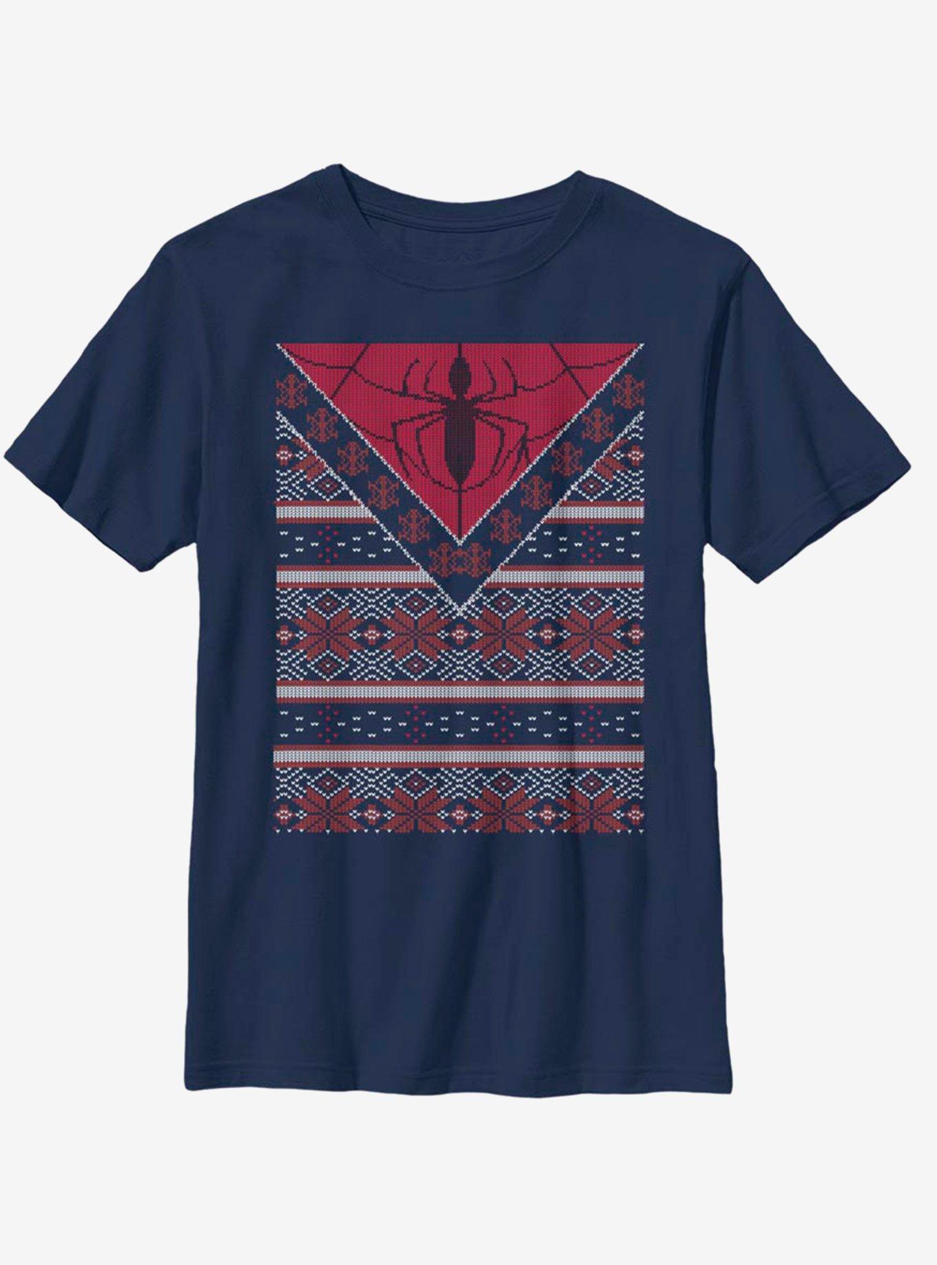 Marvel Spider-Man Spidey Logo Christmas Pattern Youth T-Shirt, , hi-res