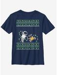 Disney Pixar Wall-E Eve Christmas Pattern Youth T-Shirt, NAVY, hi-res