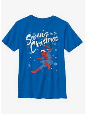 Marvel Spider-Man Swinging Spidey Christmas Youth T-Shirt, , hi-res