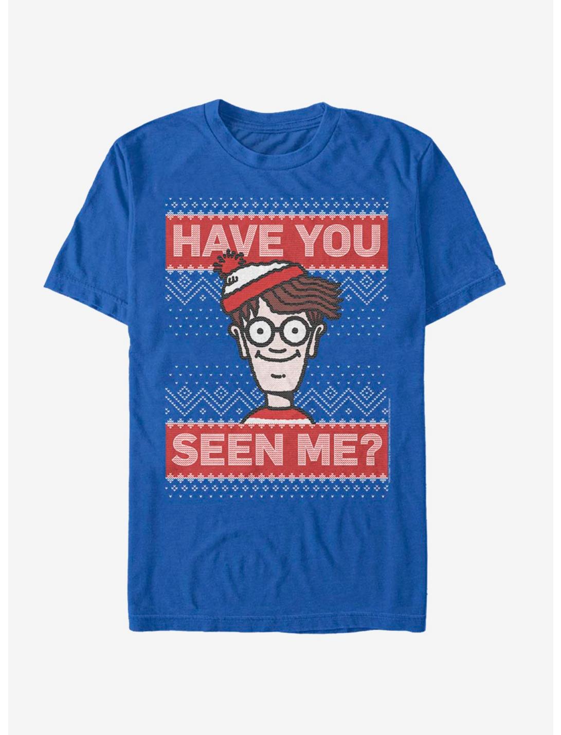 Where's Waldo Waldo Seen Me Christmas Pattern T-Shirt, ROYAL, hi-res