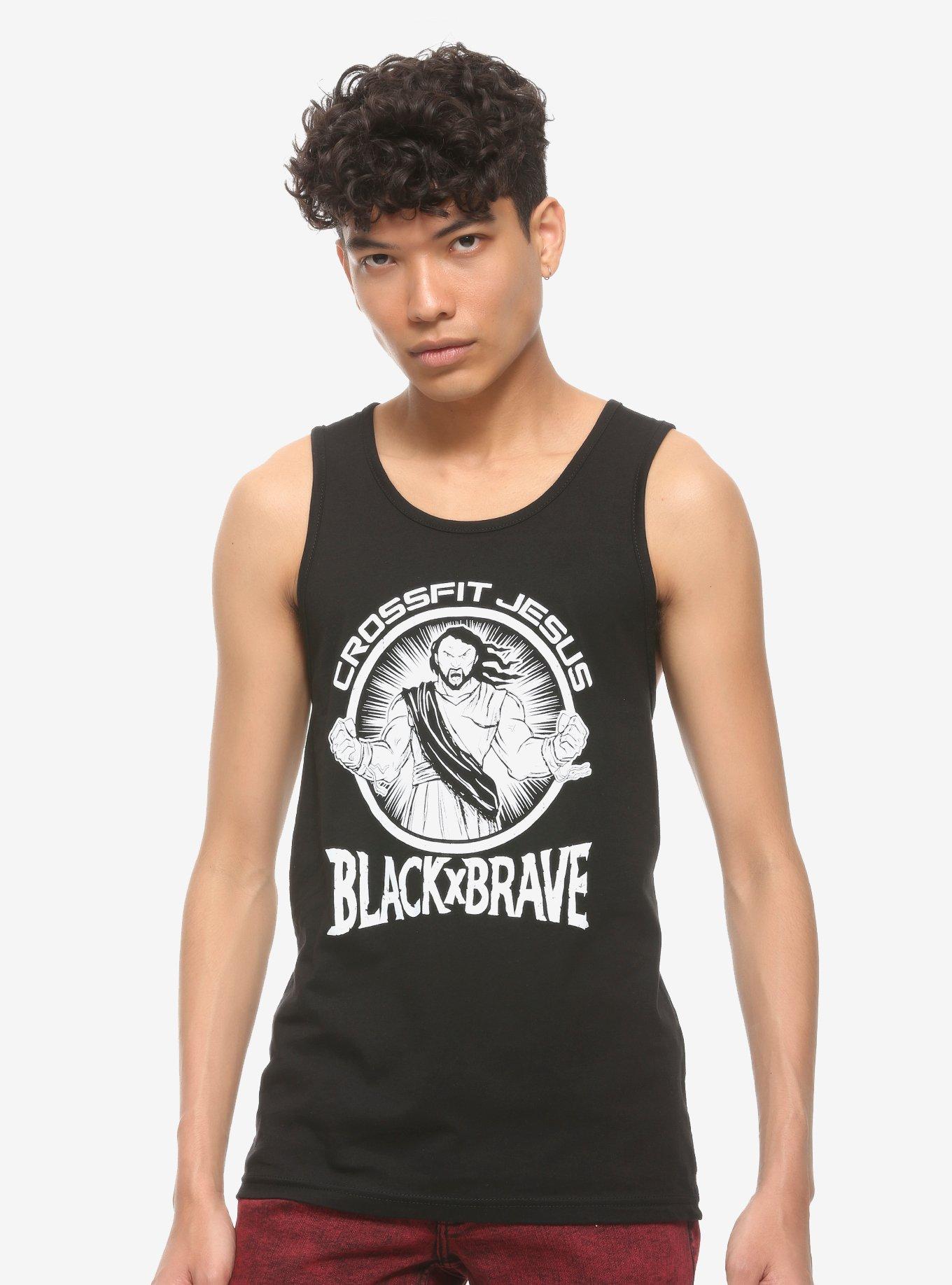 Black X Brave Crossfit Jesus Tank Top, BLACK, hi-res