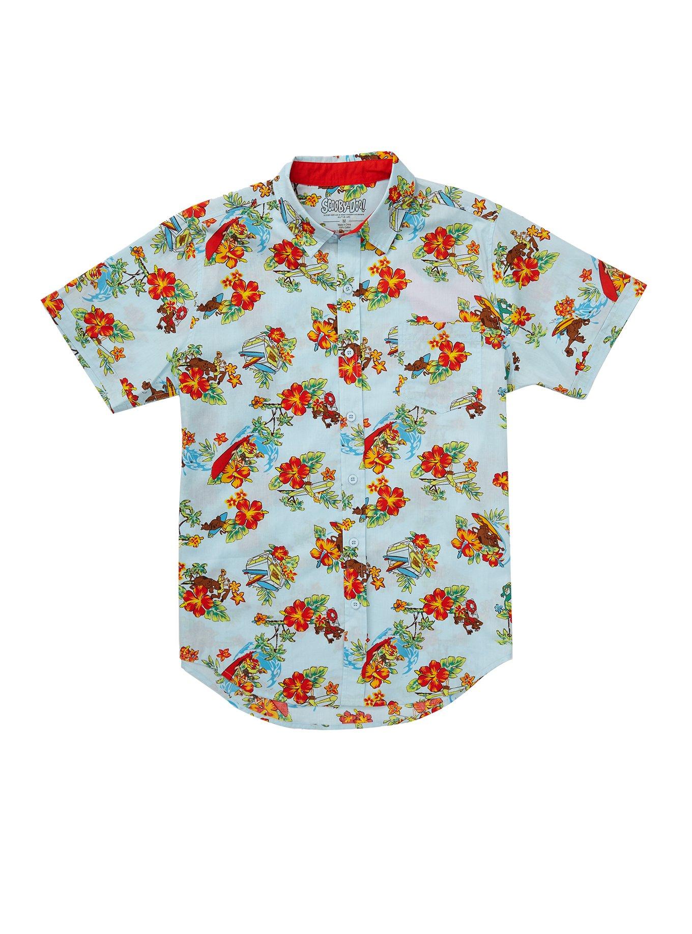 Scooby-Doo Floral Woven Button-Up - BoxLunch Exclusive, RED, hi-res