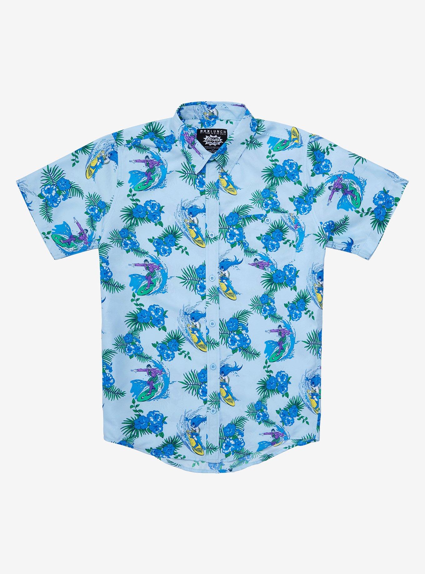 DC Comics Batman & The Joker Surfing Woven Button-Up - BoxLunch Exclusive, BLUE, hi-res