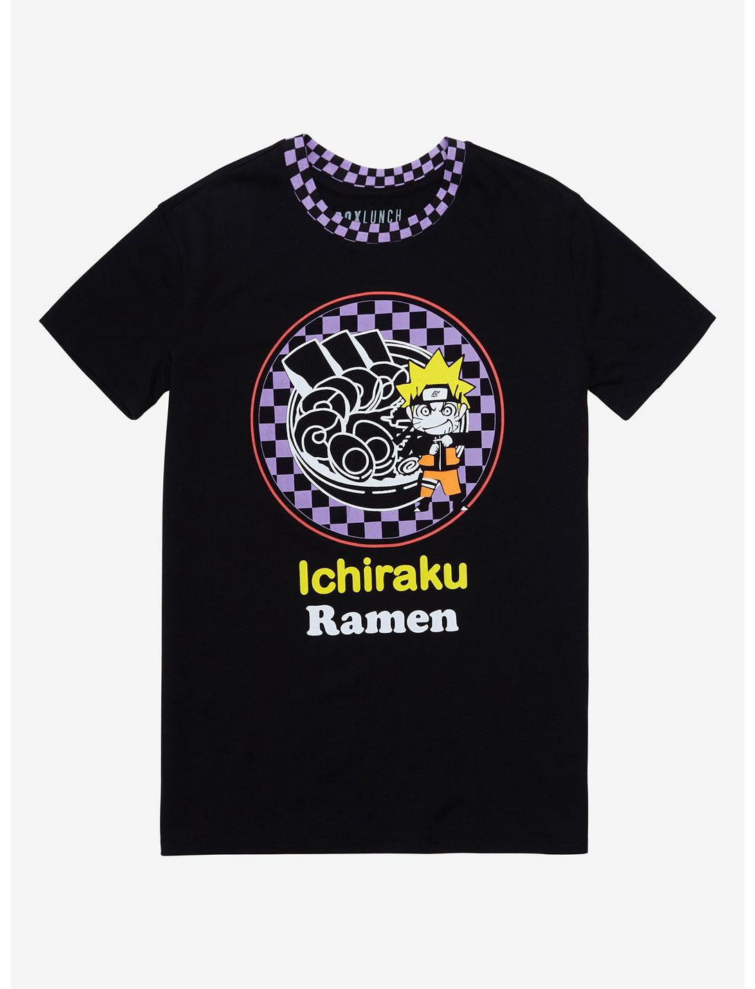 Naruto Ichiraku Ramen Chibi Checkered T-Shirt - BoxLunch Exclusive, PURPLE, hi-res