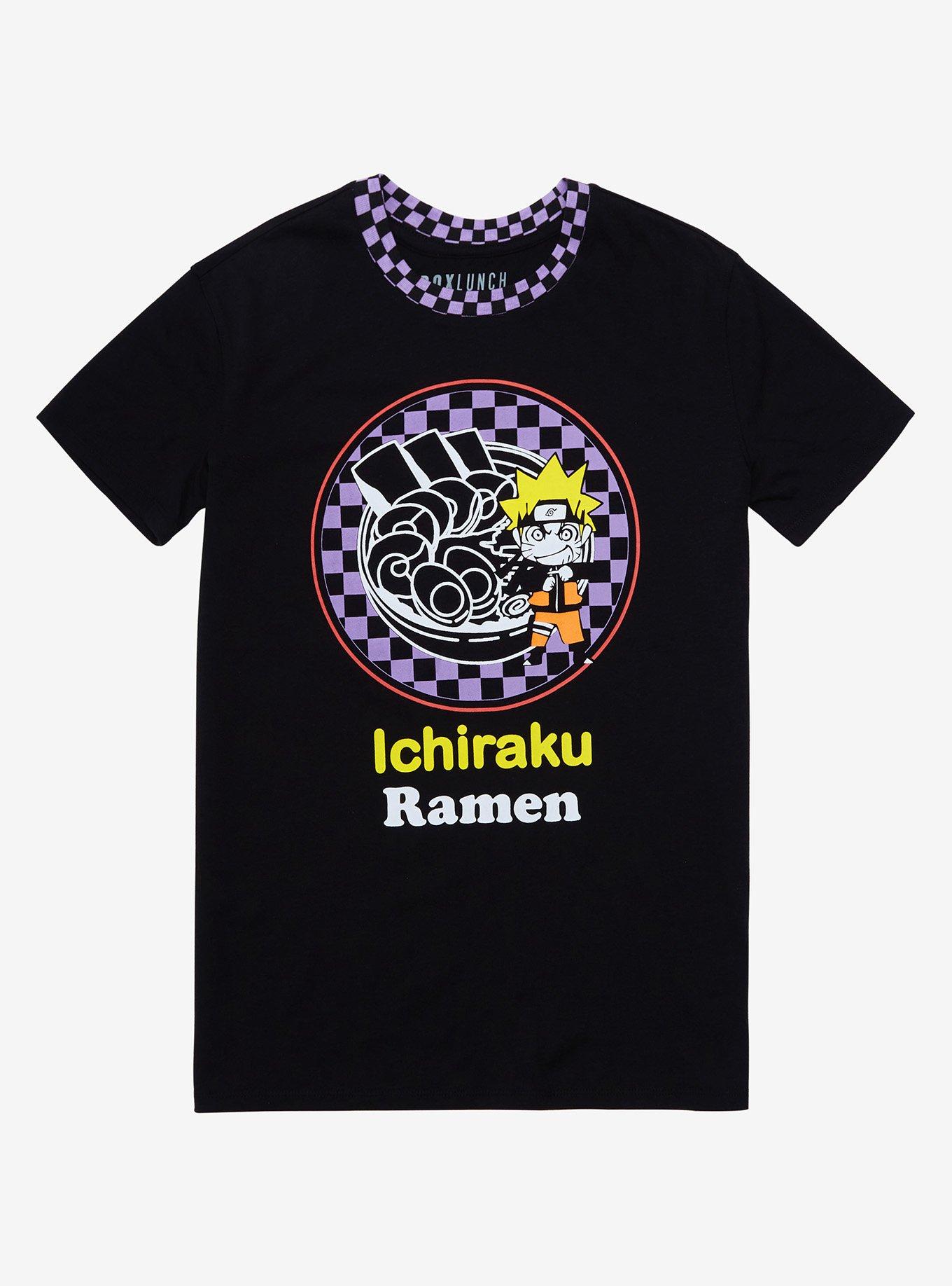 Naruto Ichiraku Ramen Chibi Checkered T-Shirt - BoxLunch Exclusive, PURPLE, hi-res