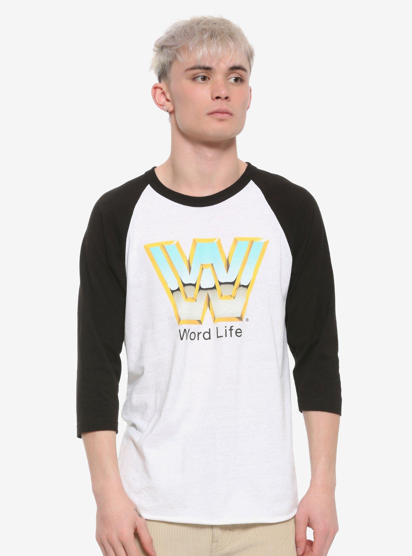 WWE Word Life Logo Raglan, WHITE, hi-res