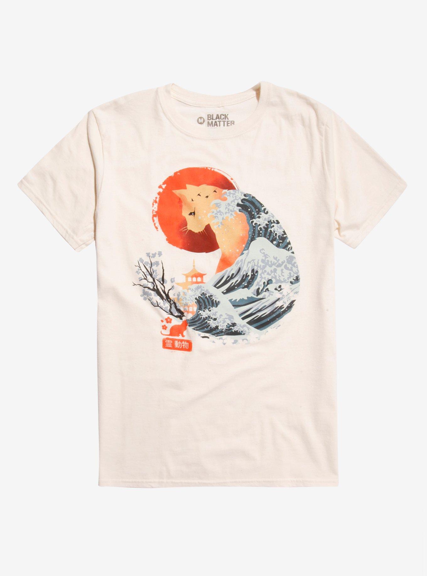 Orange Wave Cat T-Shirt By Dan Fajarado, SAND, hi-res