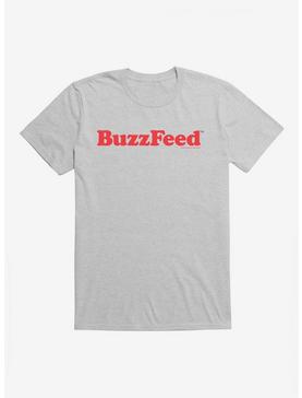Buzzfeed Red Name Logo T-Shirt, HEATHER GREY, hi-res