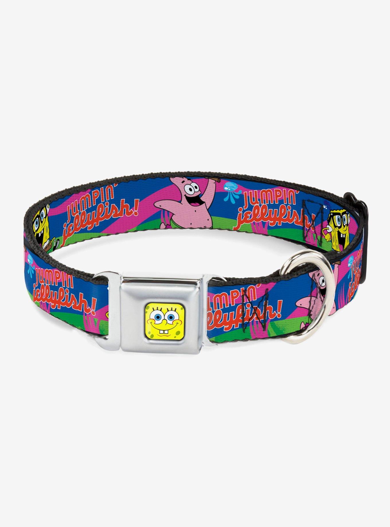 Spongebob Squarepants Nerd Spongebob Patrick Starfish Running Jumpin Jellyfish Dog Collar Seatbelt Buckle, MULTI COLOR, hi-res