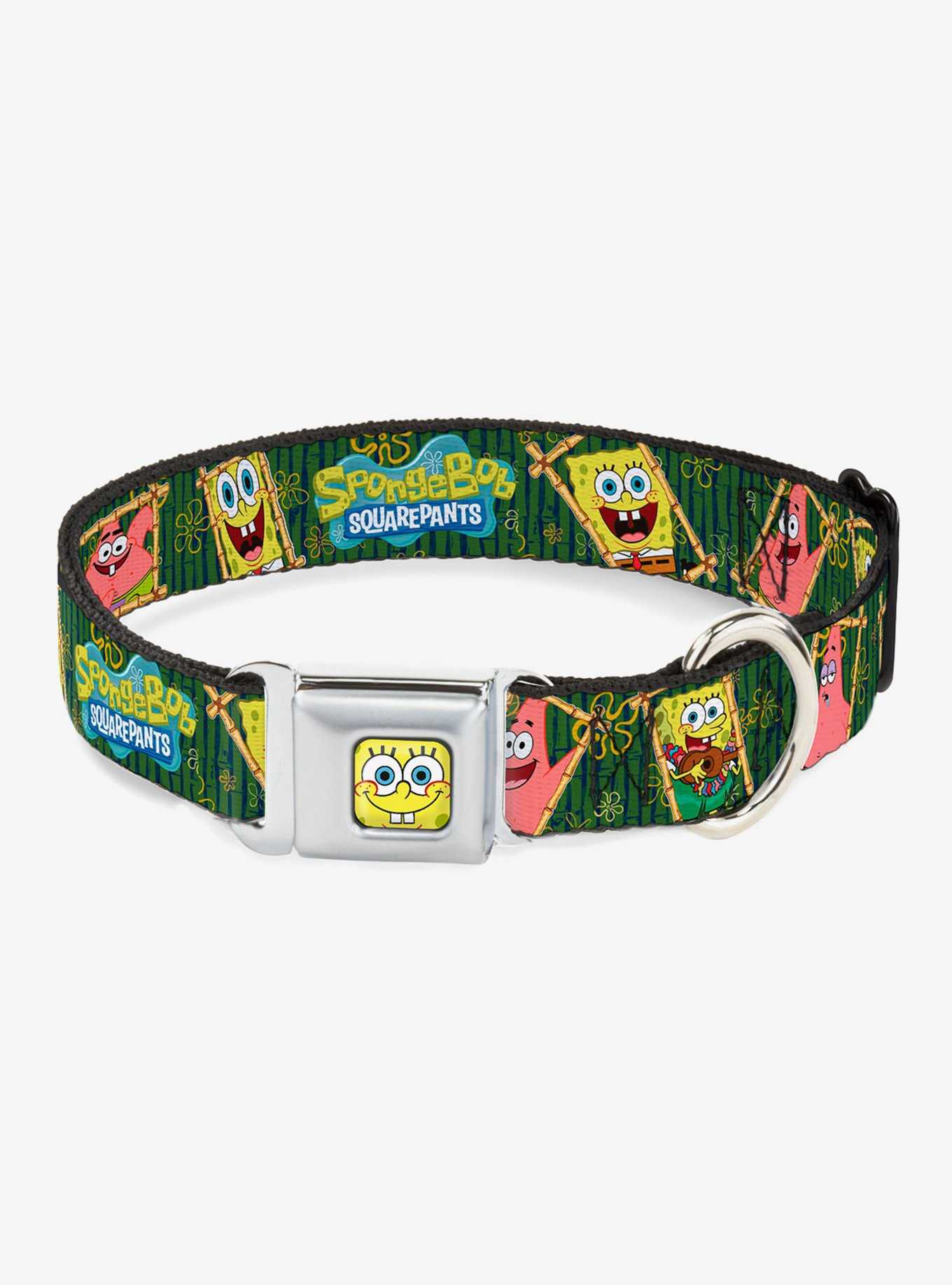 Spongebob Squarepants Patrick Starfish Bamboo Frames Logo Dog Collar Seatbelt Buckle, , hi-res