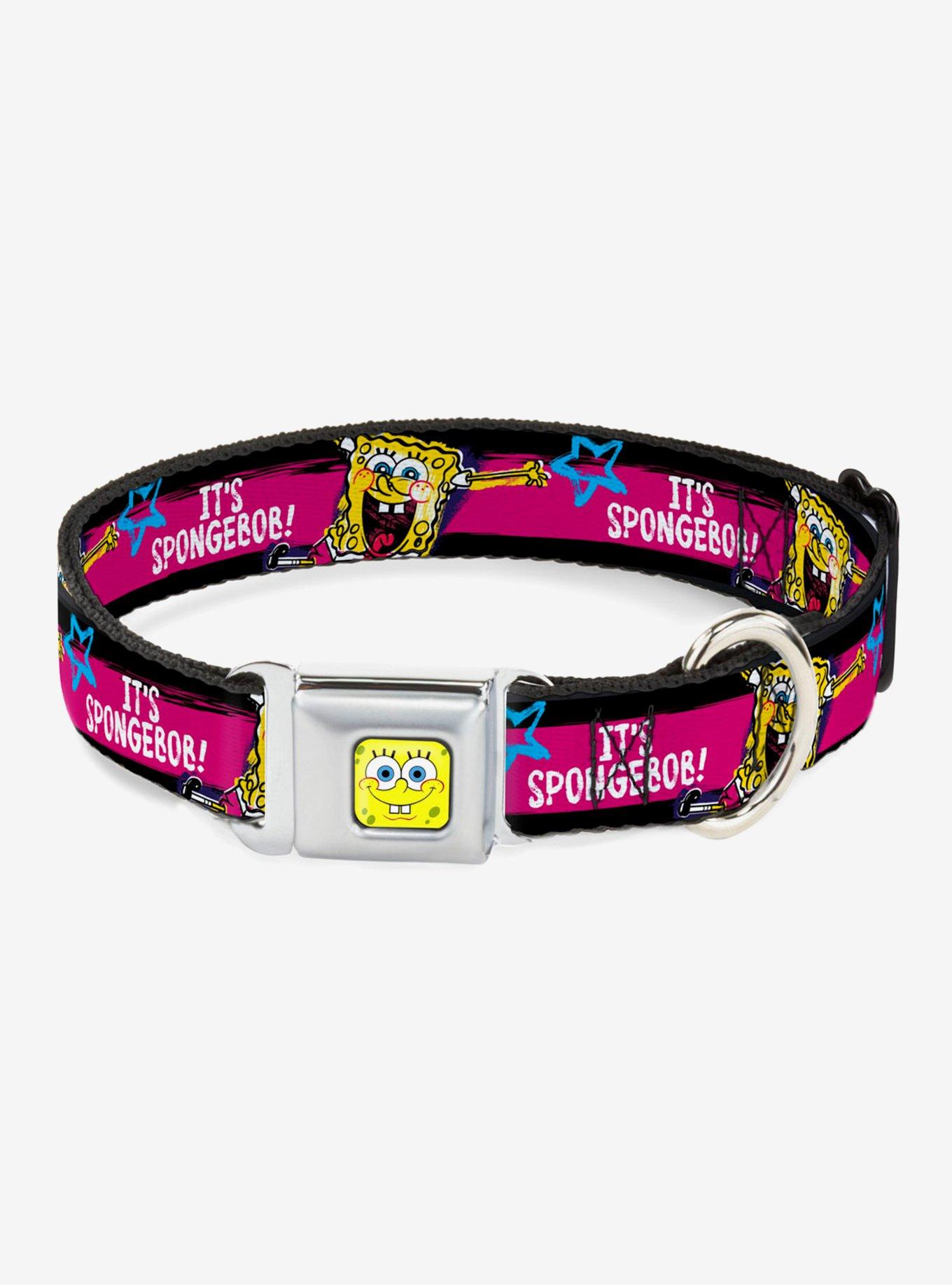 Spongebob Squarepants Pose It's Spongebob Pink Dog Collar Seatbelt Buckle, PINK, hi-res