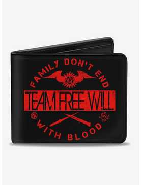 Supernatural Team Free Will Family Dont End With Blood Bi-fold Wallet, , hi-res