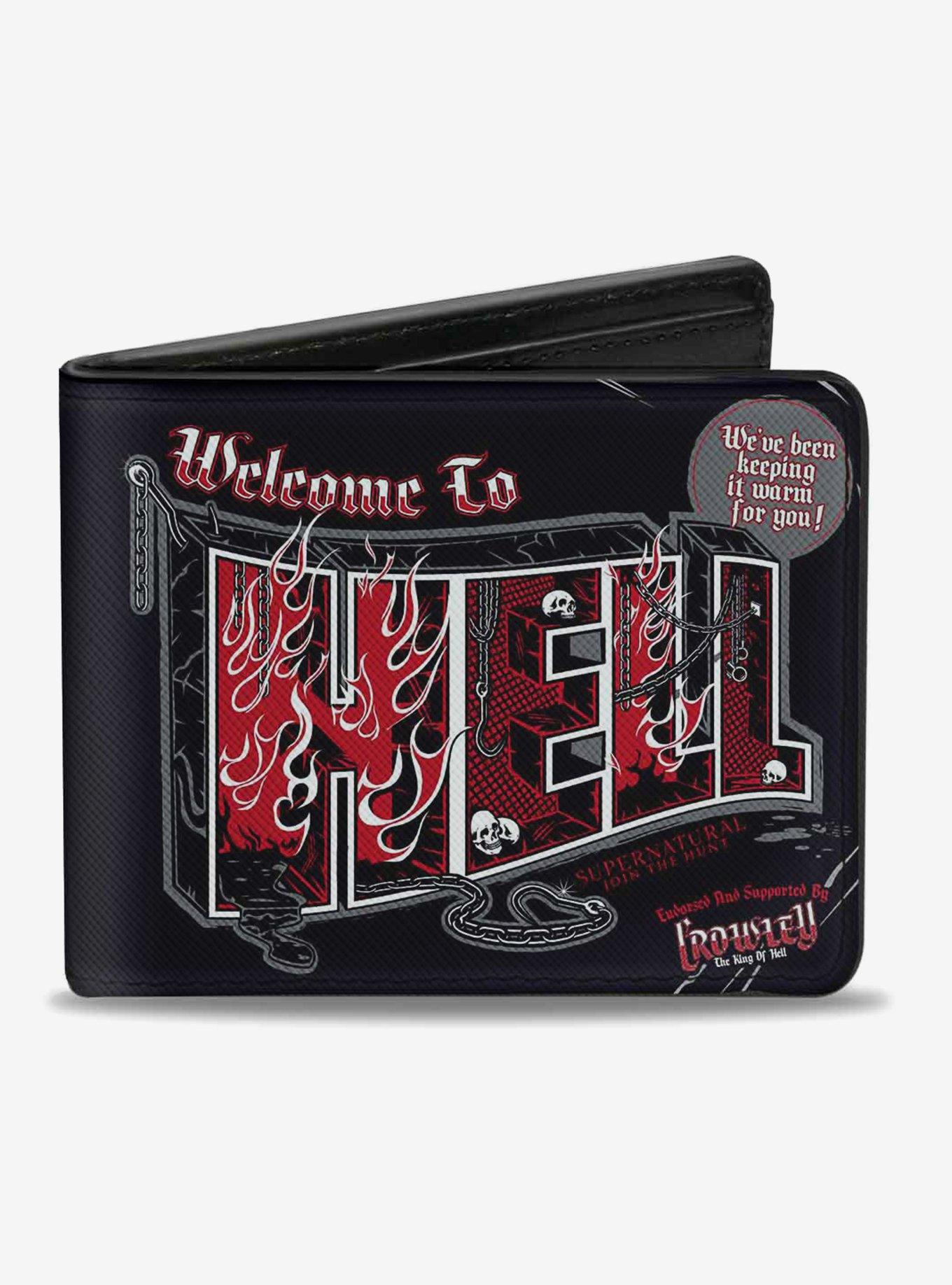 Supernatural Welcome to Hell Flames Skulls Bi-fold Wallet