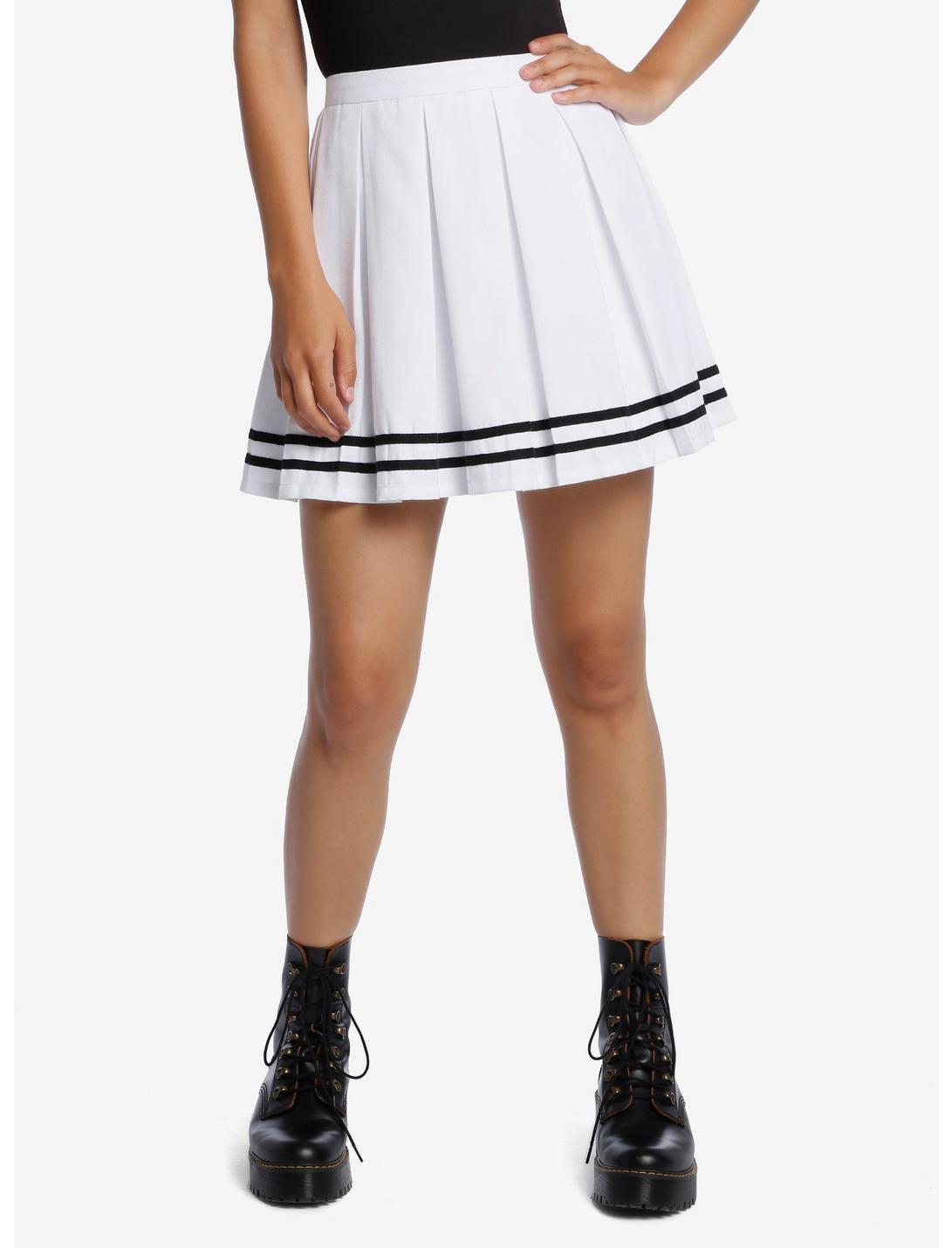 White Pleated Cheer Skirt, WHITE, hi-res