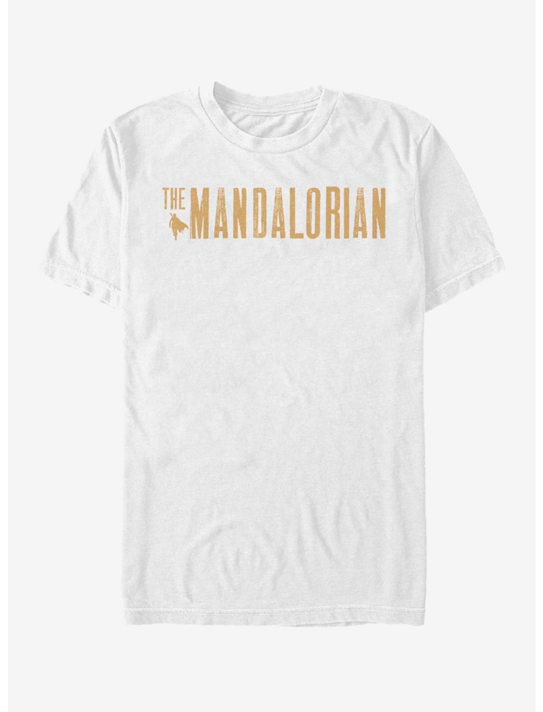 Star Wars The Mandalorian Gold Simplistic Logo T-Shirt, WHITE, hi-res