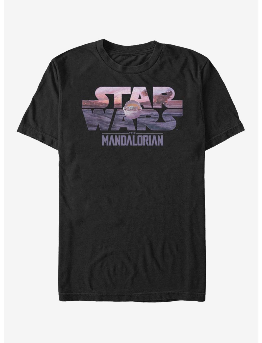 Star Wars The Mandalorian The Child Logo Fill T-Shirt, BLACK, hi-res