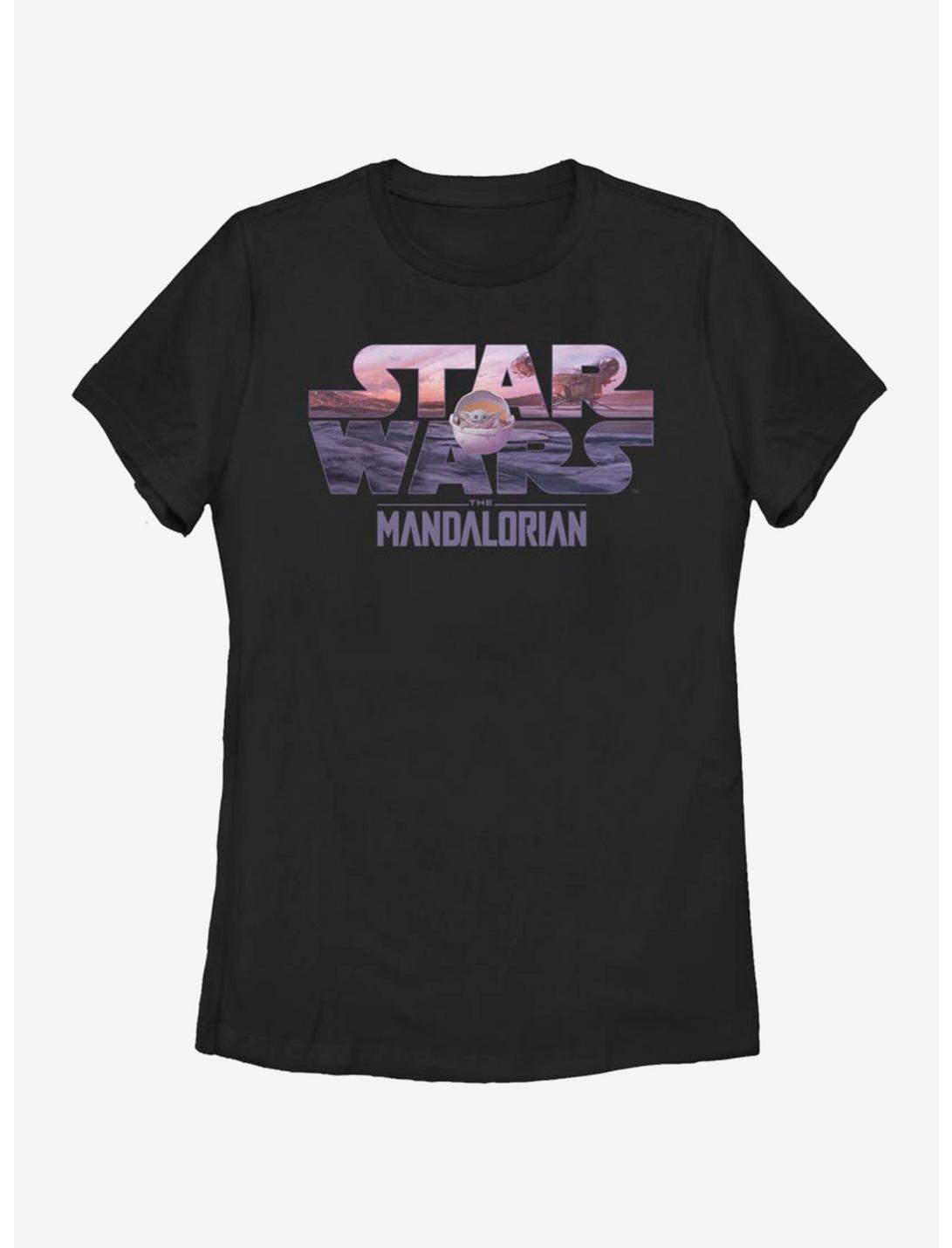 Star Wars The Mandalorian The Child Logo Fill Womens T-Shirt, BLACK, hi-res
