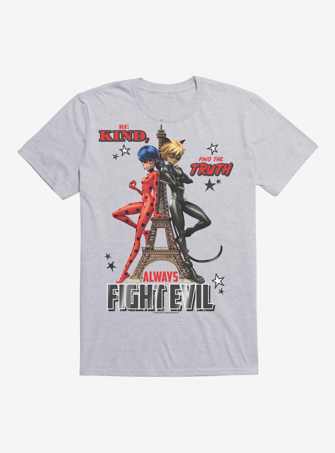 Miraculous: Tales of Ladybug & Cat Noir Always Fight Evil T-Shirt - GREY