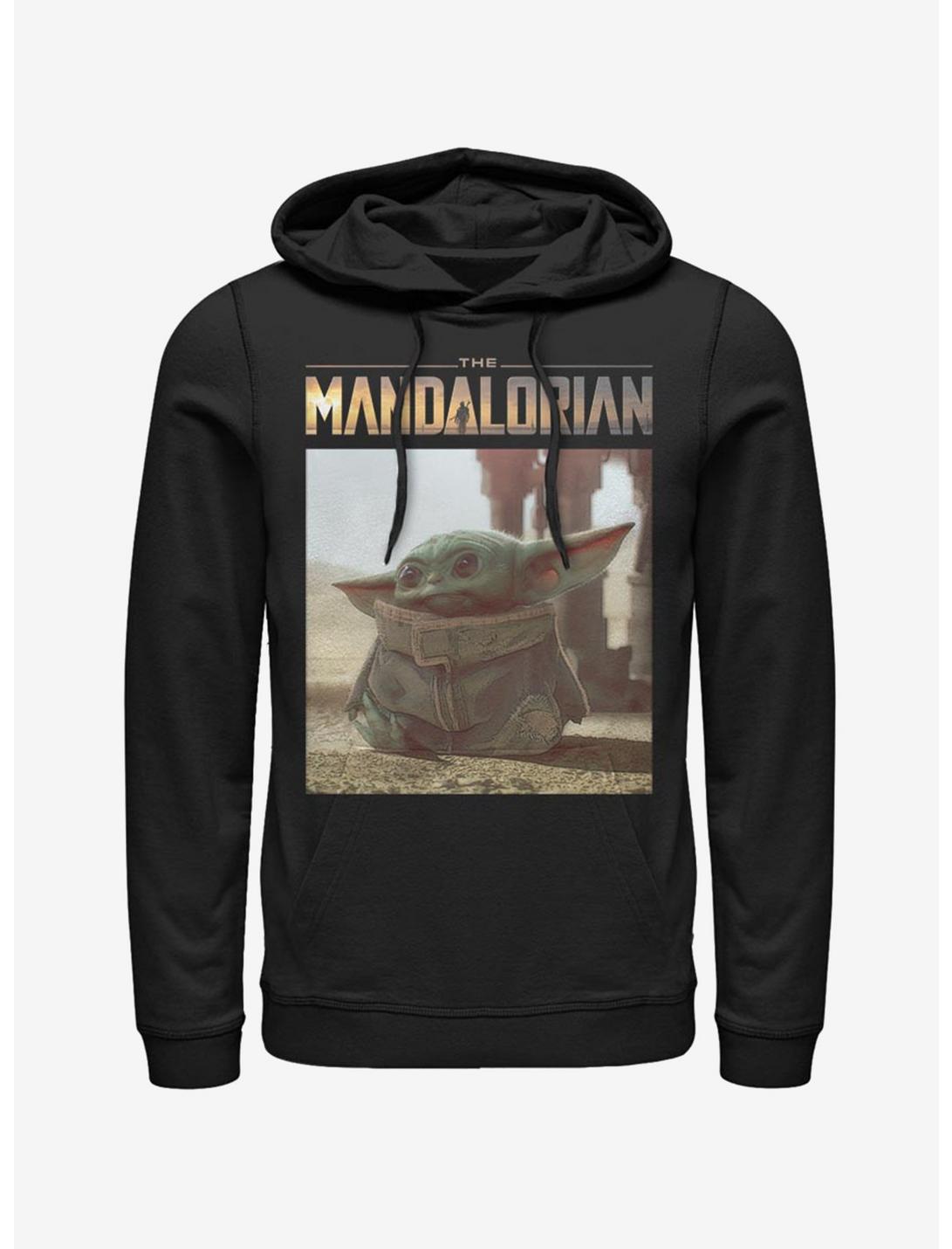 The Mandalorian Name Logo and The Child Hoodie, BLACK, hi-res
