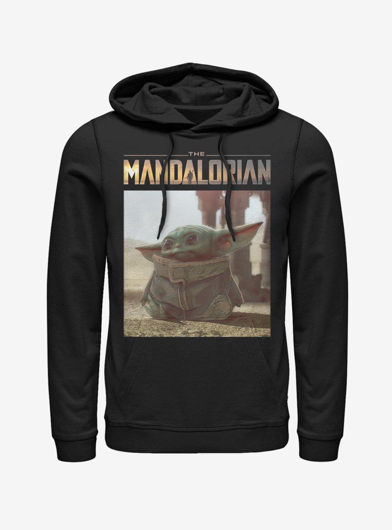 The Mandalorian Name Logo and The Child Hoodie, BLACK, hi-res