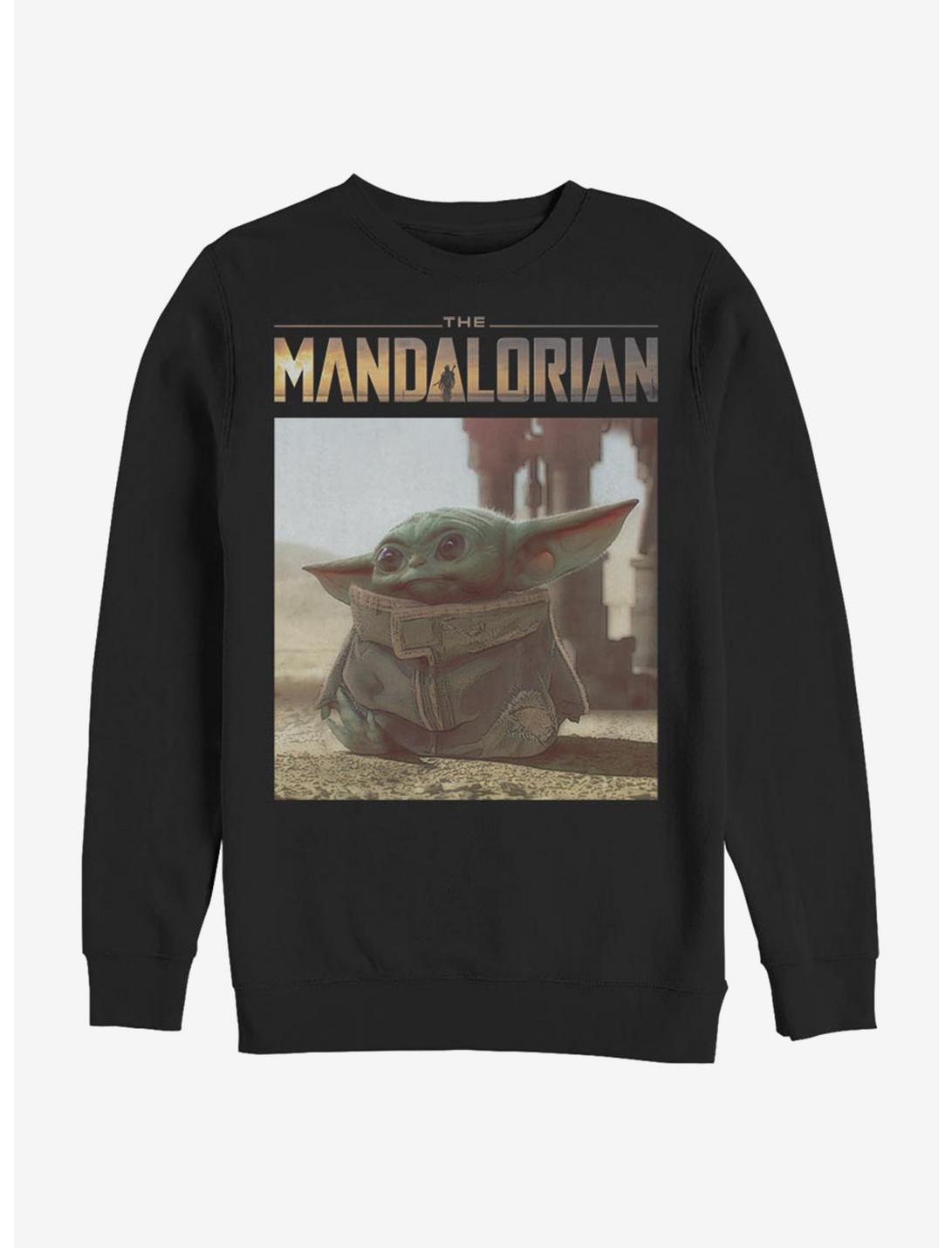 The Mandalorian Name Logo and The Child Sweatshirt, BLACK, hi-res