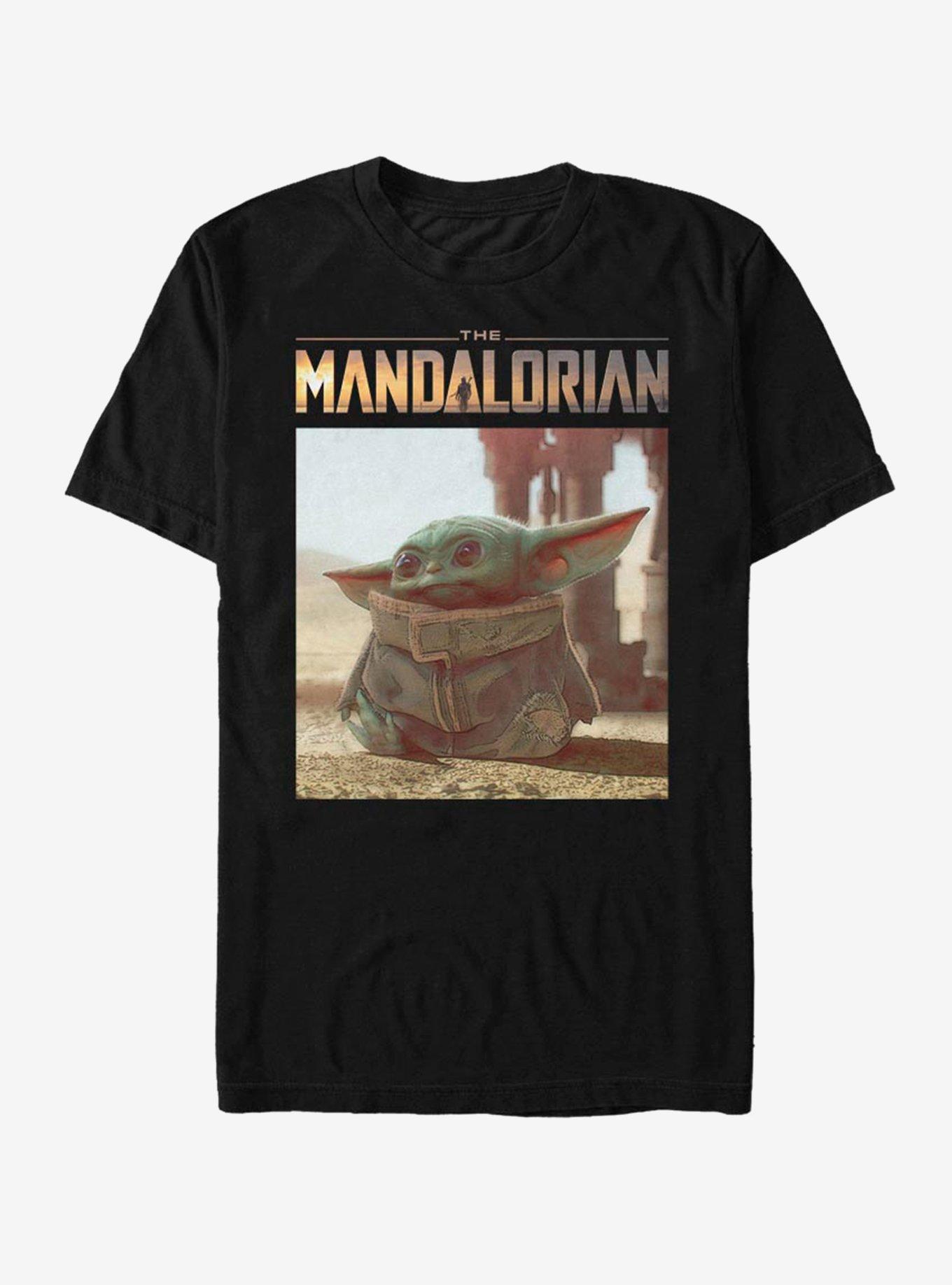 The Mandalorian Name Logo and The Child T-Shirt, BLACK, hi-res