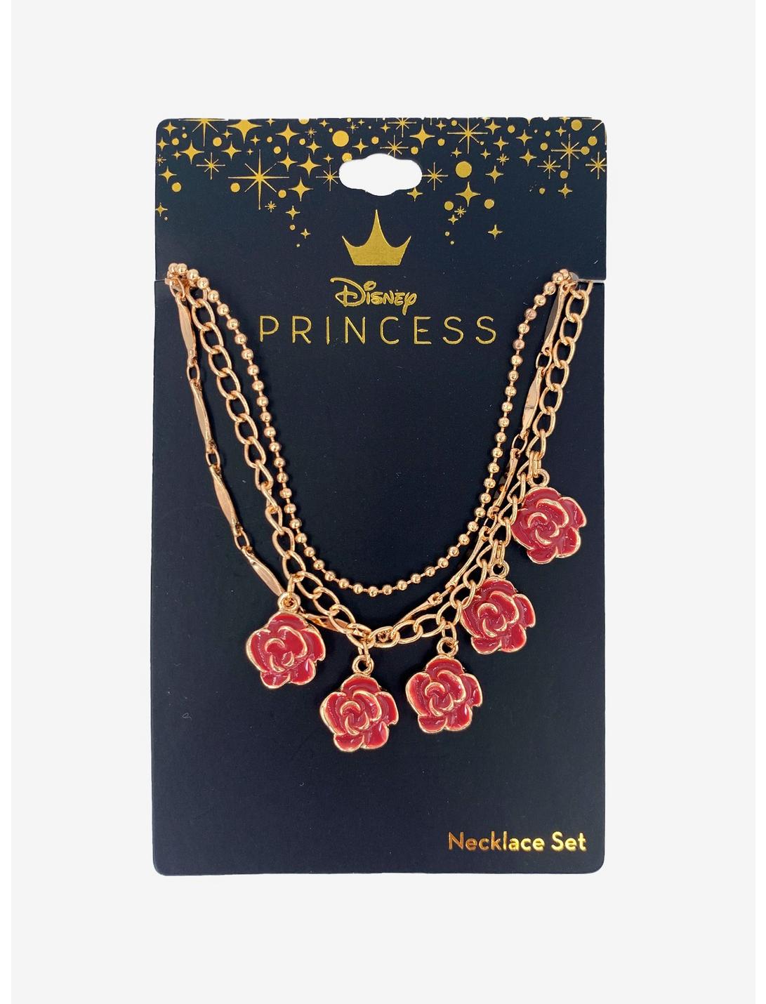 Disney Princess Belle Roses Layered Necklace Set, , hi-res