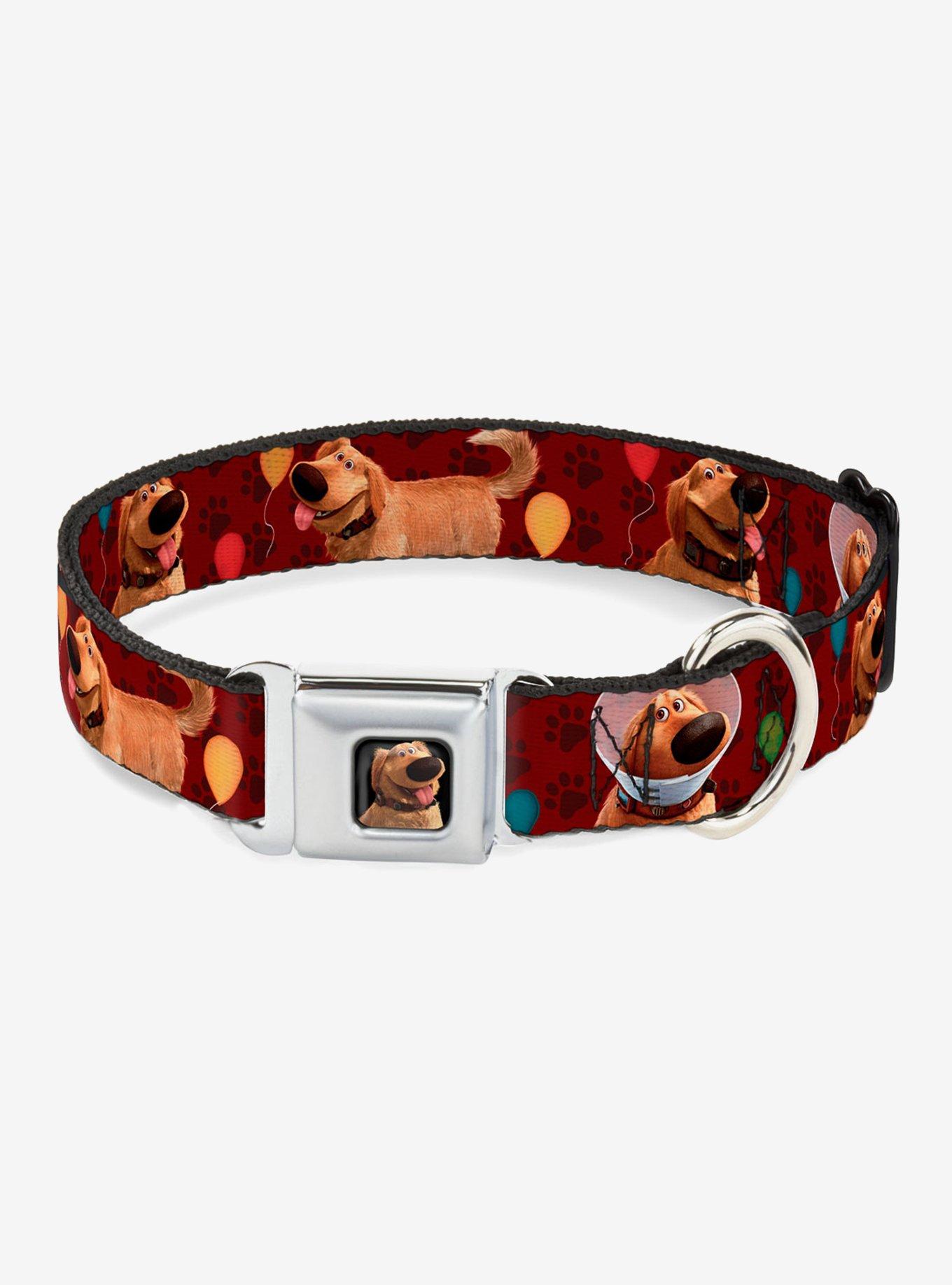 Disney Pixar Up Dug Poses Balloons Paw Print Dog Collar Seatbelt Buckle, RED, hi-res